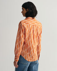 Camicia in voile di cotone con stampa a catena regular fit