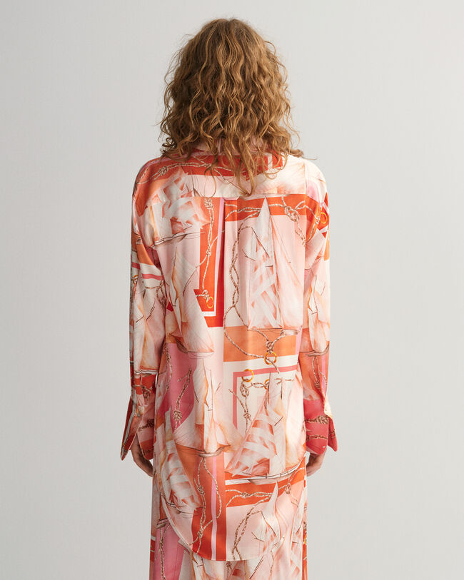 Camicia di seta con stampa Sailing relaxed fit
