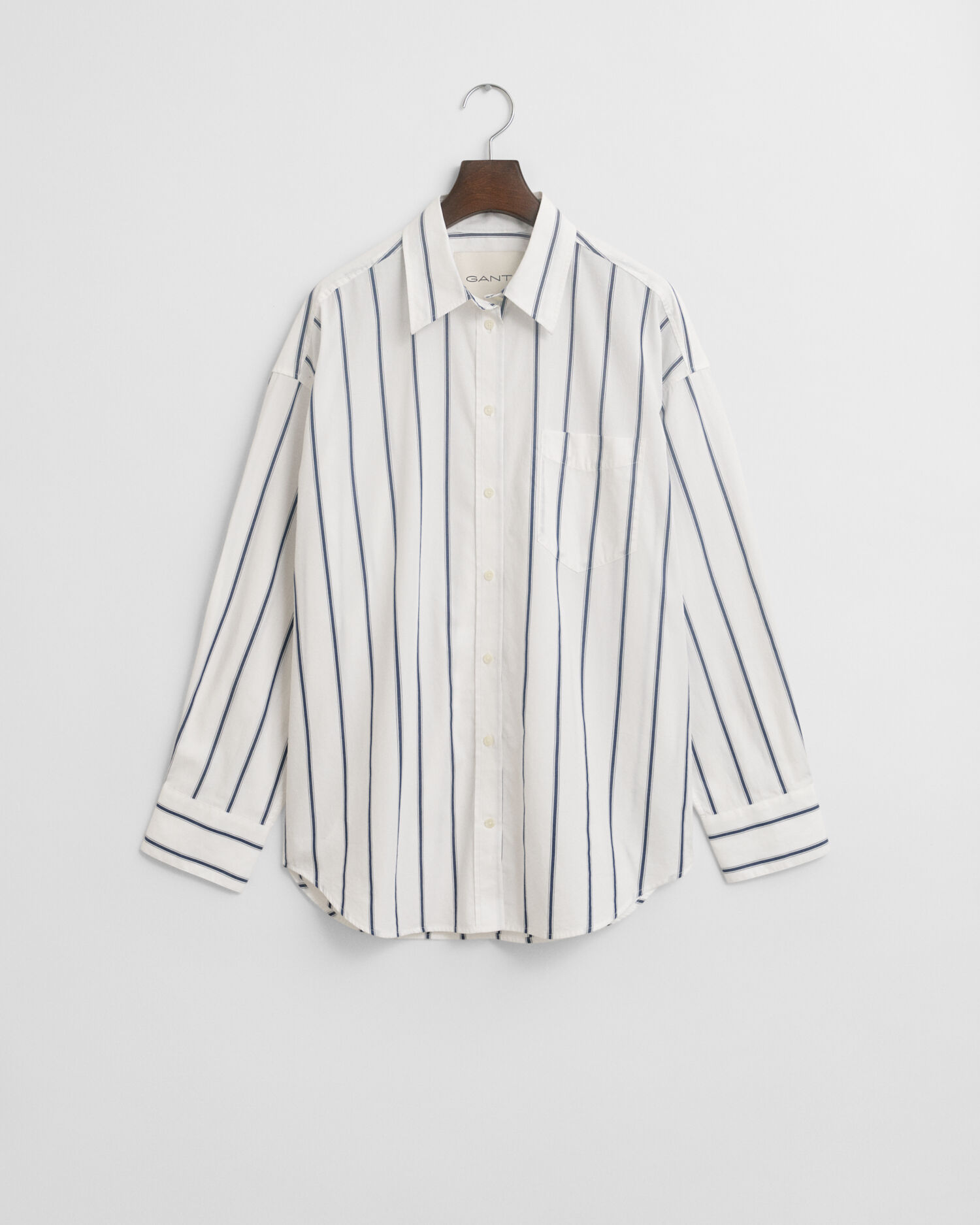 Camicia classica in popeline a righe oversize