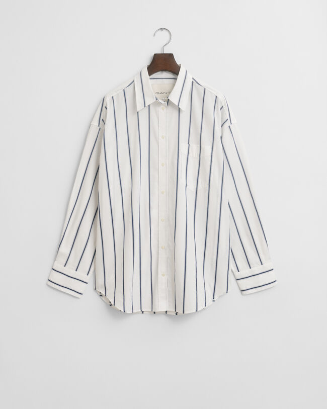 Camicia classica in popeline a righe oversize