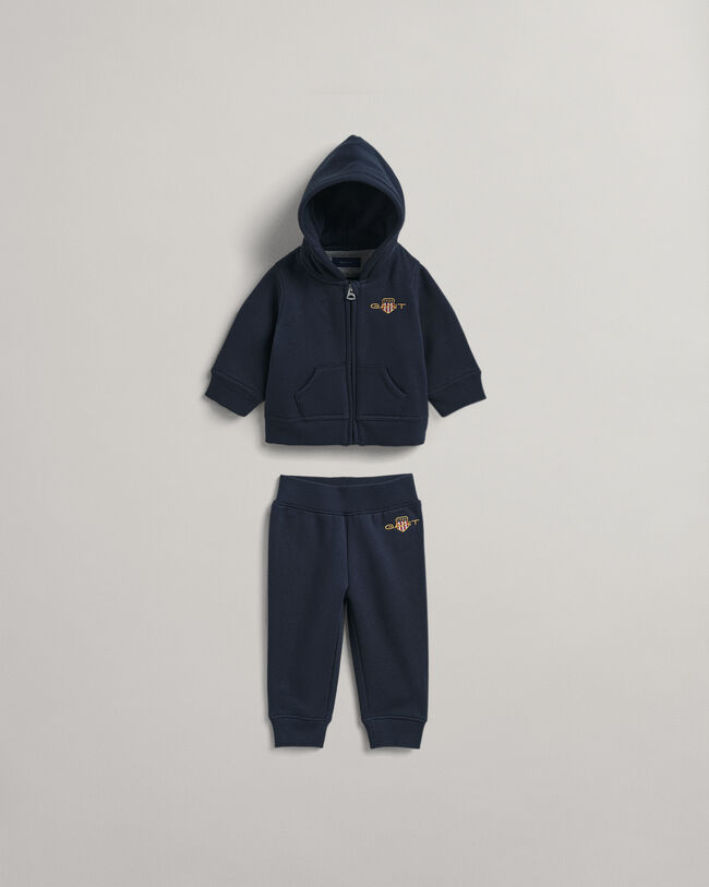 Coordinato pantaloni e felpa con cappuccio baby