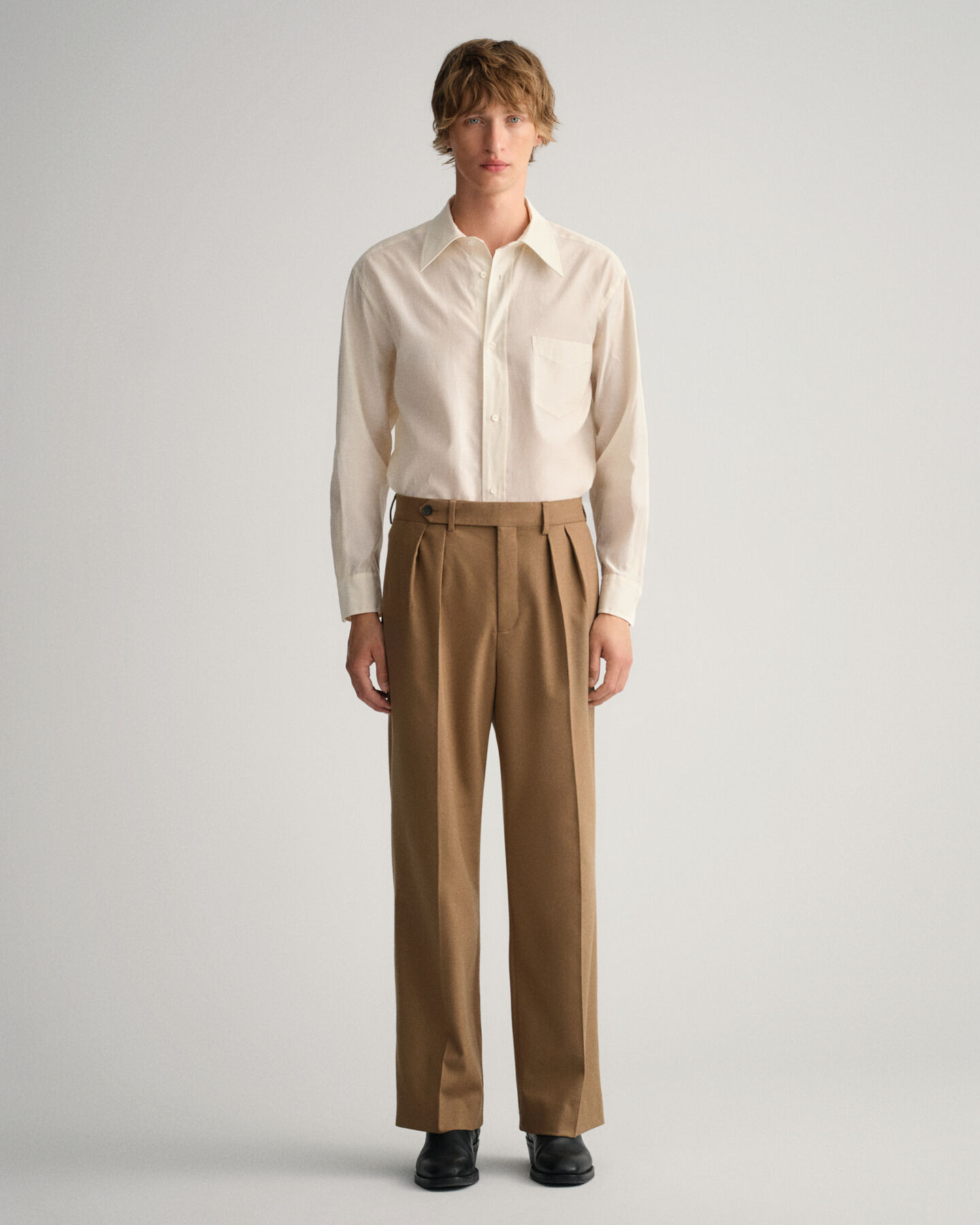 Pantaloni da abito in flanella gamba larga