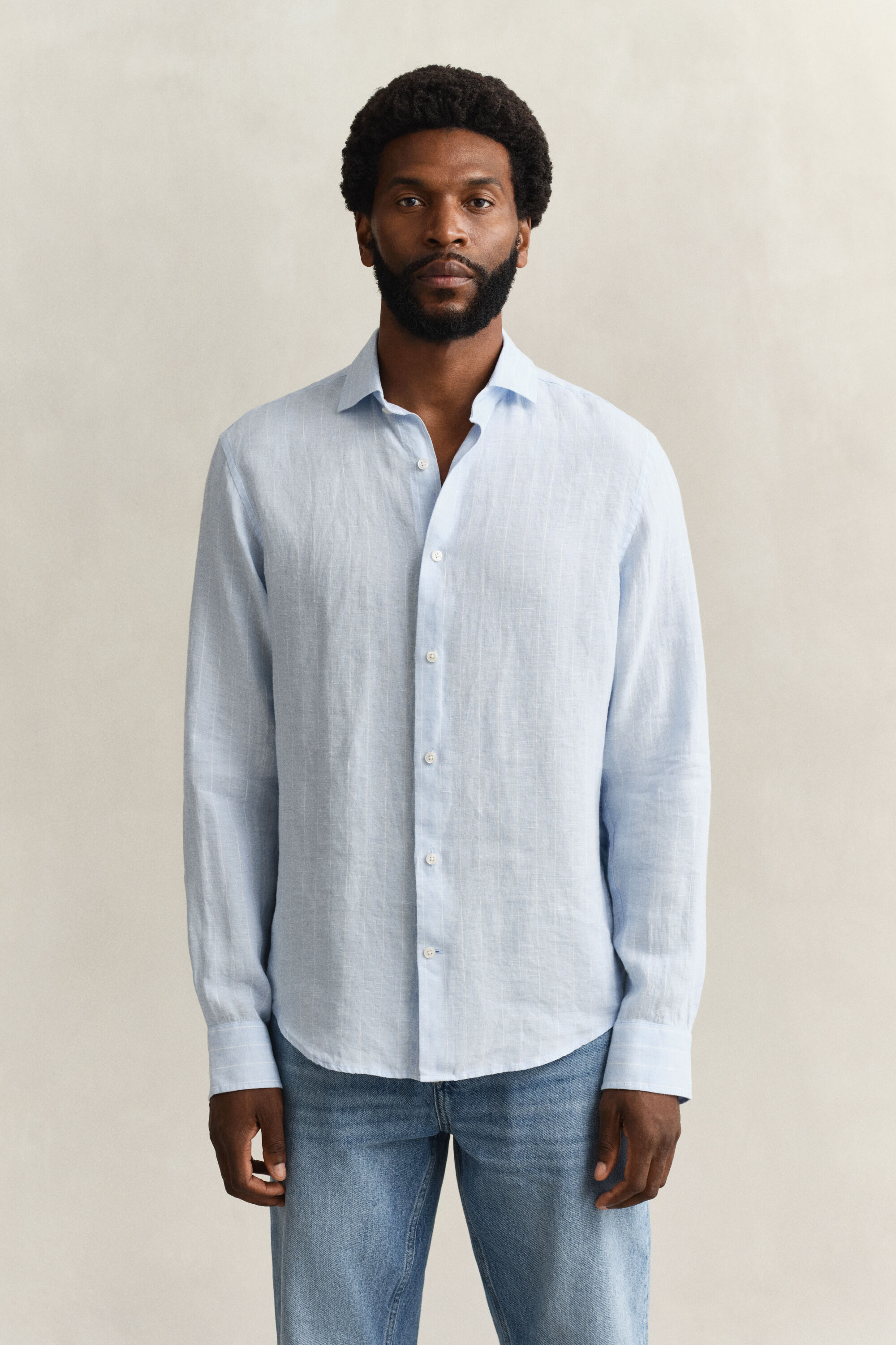 Camicia a righe in lino