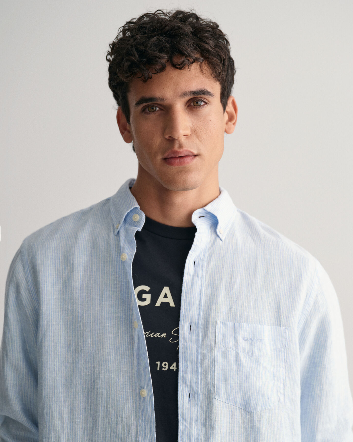 Camicia di lino a righe regular fit