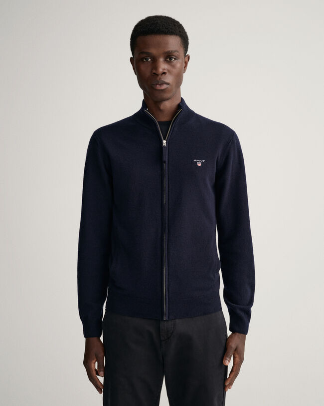 Cardigan con zip in lana d’agnello extrafine