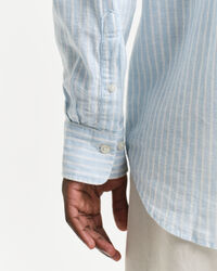 Camicia in misto cotone-lino a righe regular fit