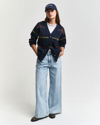 Cardigan a quadri con scollo a V