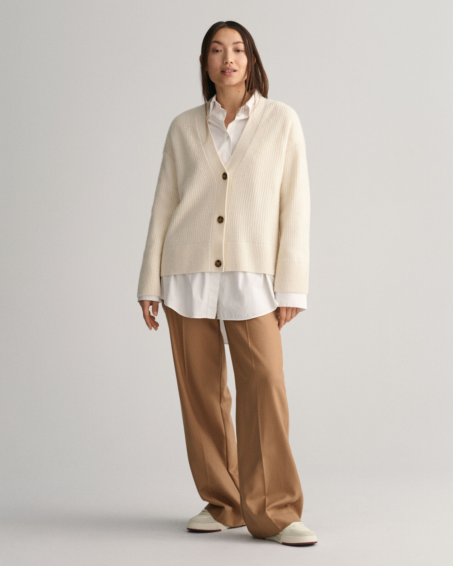 Cardigan in lana a coste