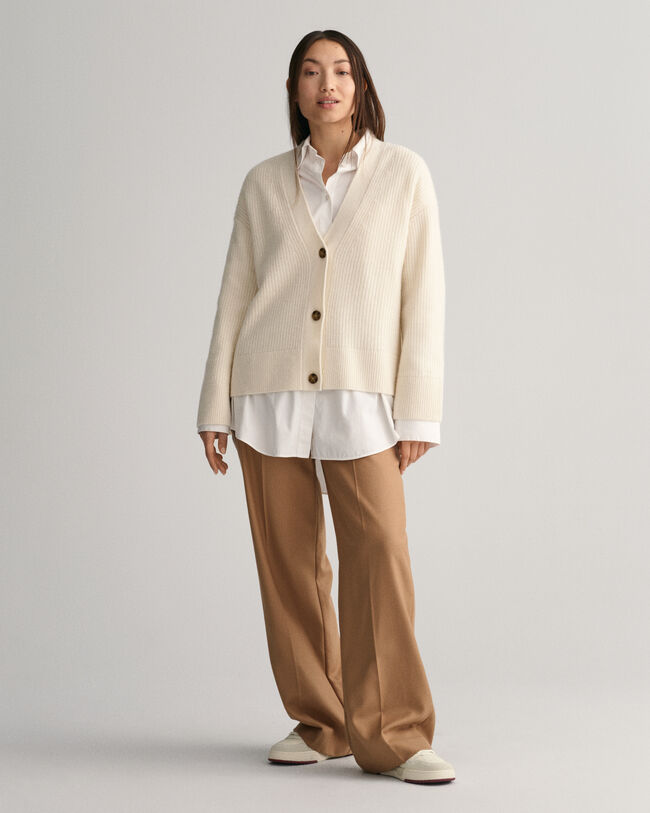 Cardigan in lana a coste