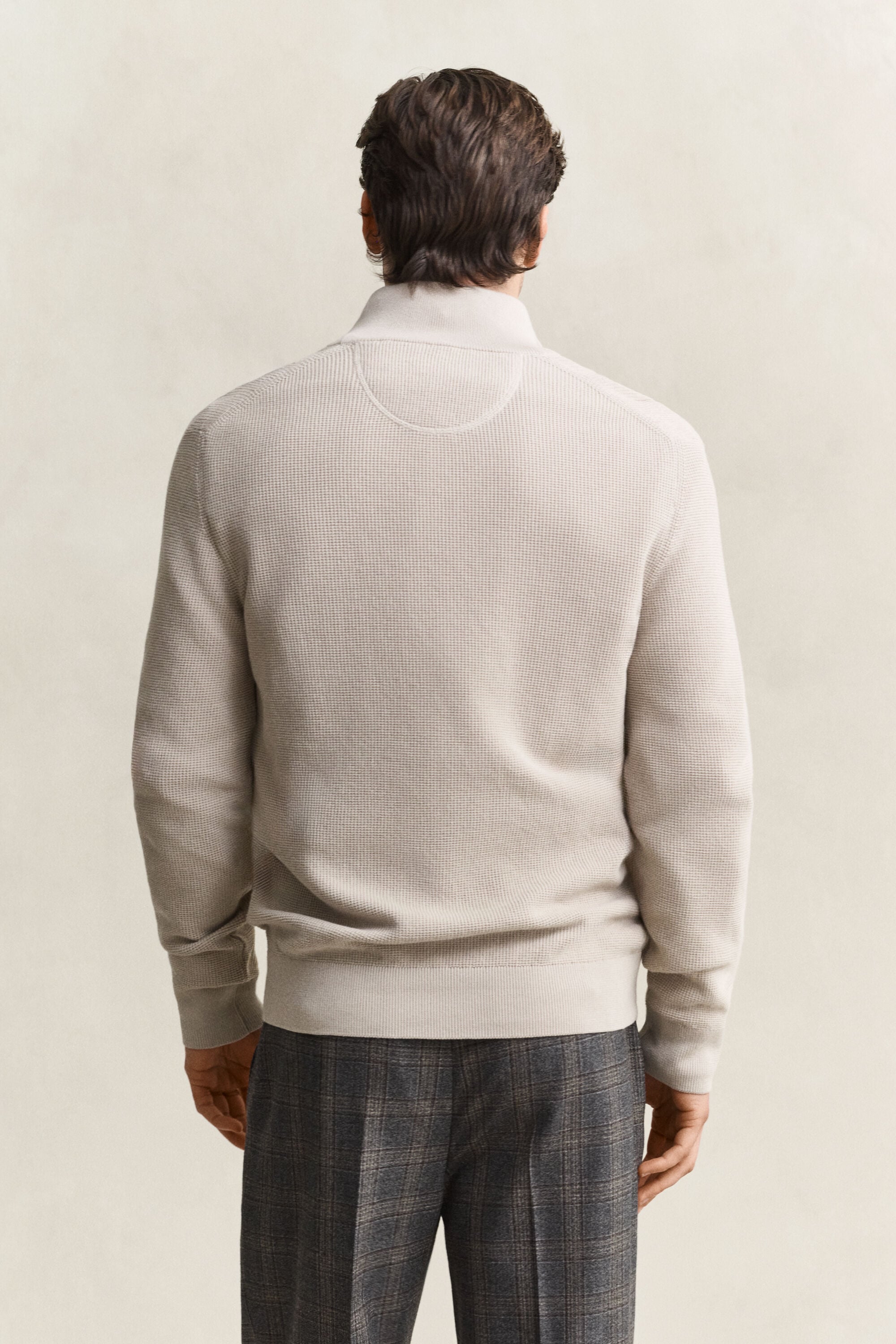 Maglia in cotone testurizzato con zip corta