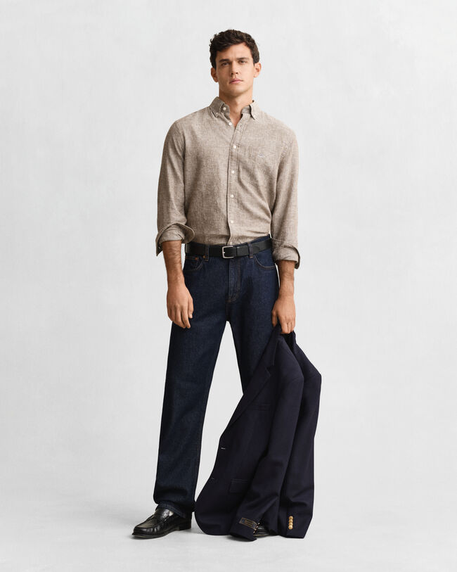 Camicia in lino-cotone regular fit