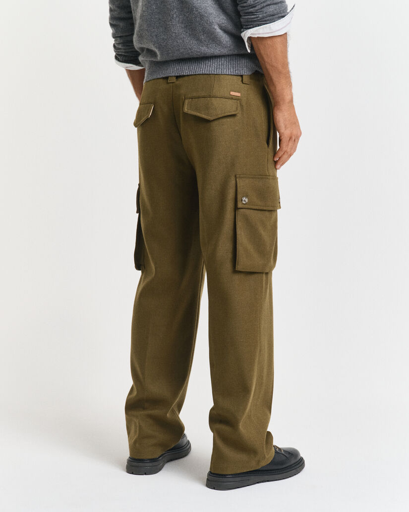 Pantaloni cargo in misto lana relaxed fit