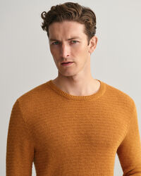 Maglia girocollo testurizzata in misto cotone-lino