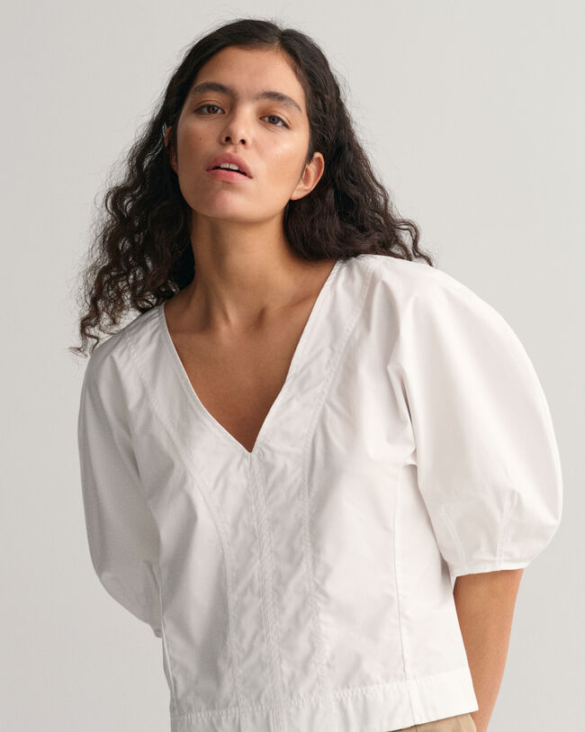 Top con scollo a V e maniche a palloncino