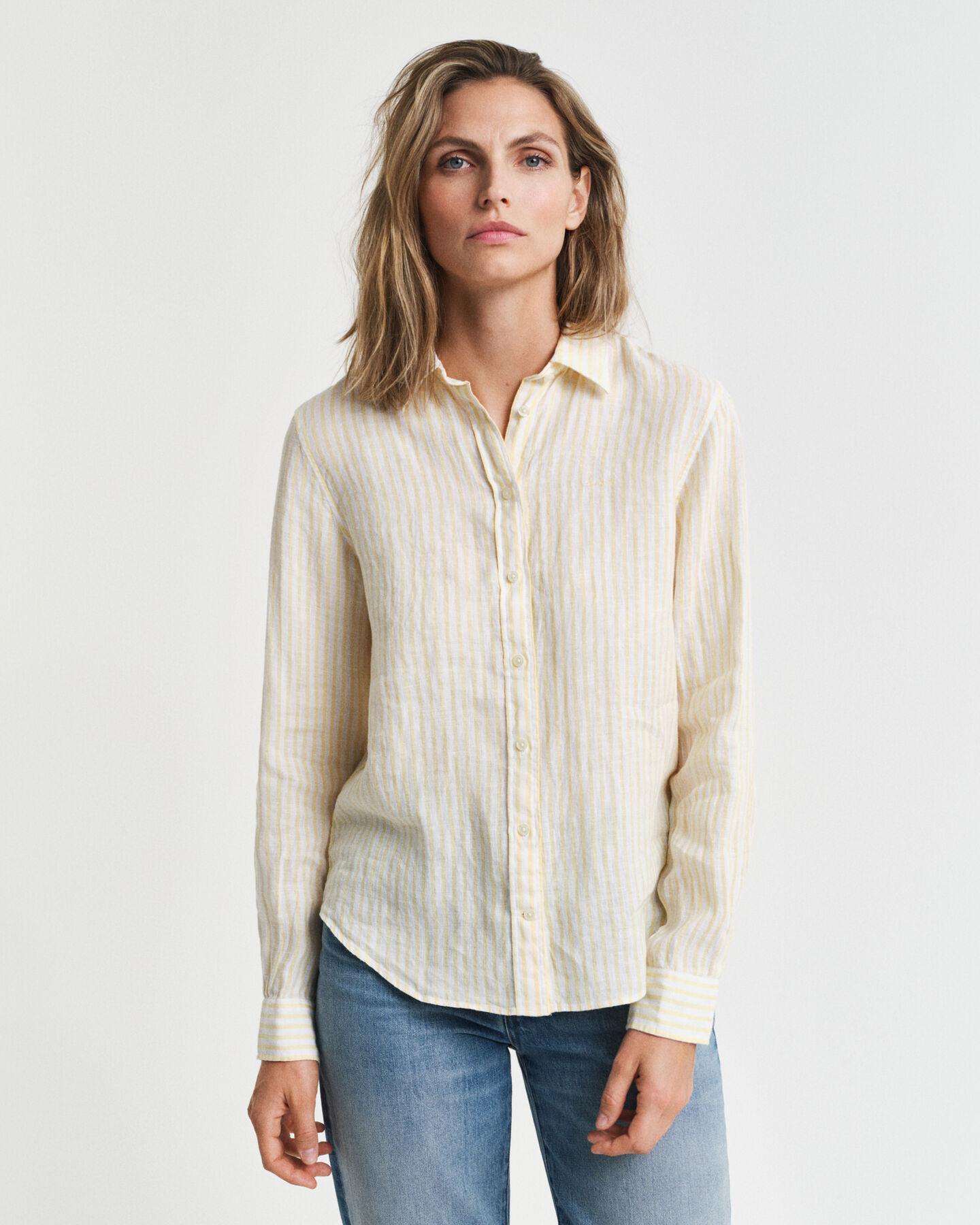 Camicia di lino a righe regular fit