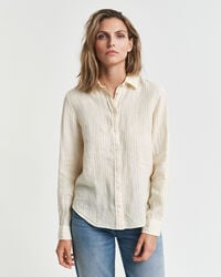 Camicia di lino a righe regular fit