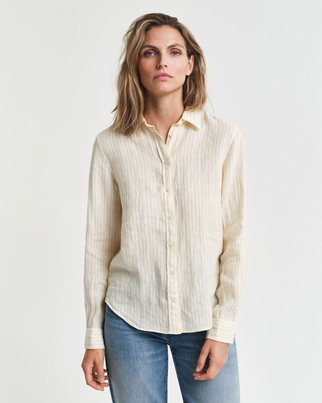 Camicia di lino a righe regular fit