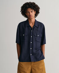 Camicia a maniche corte in lyocell di lino relaxed fit