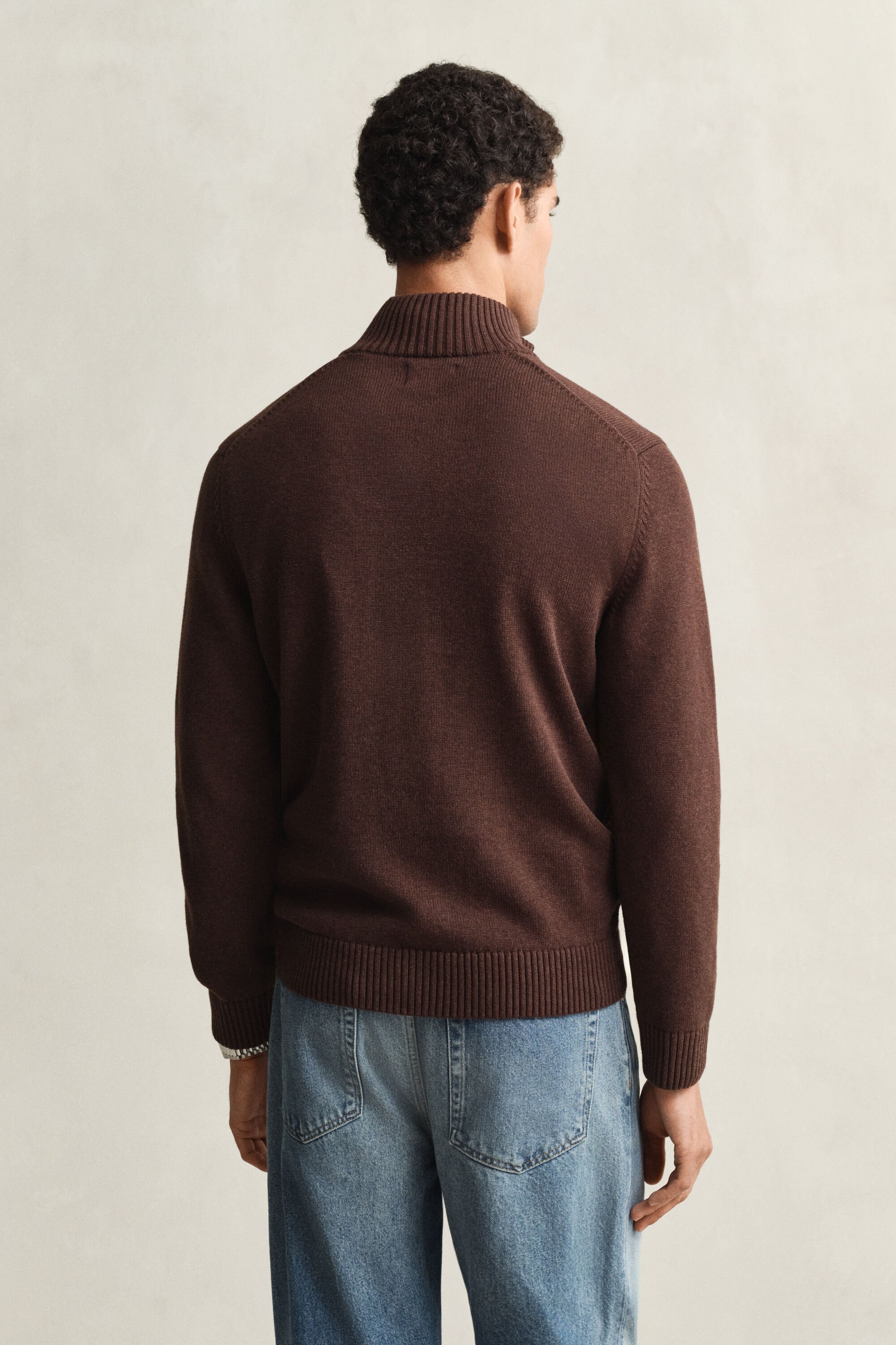 Maglia in cotone casual con zip corta