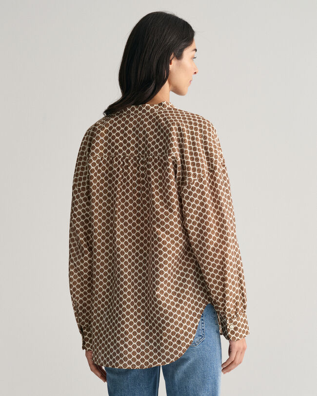 Blusa in seta-cotone con stampa Monogram