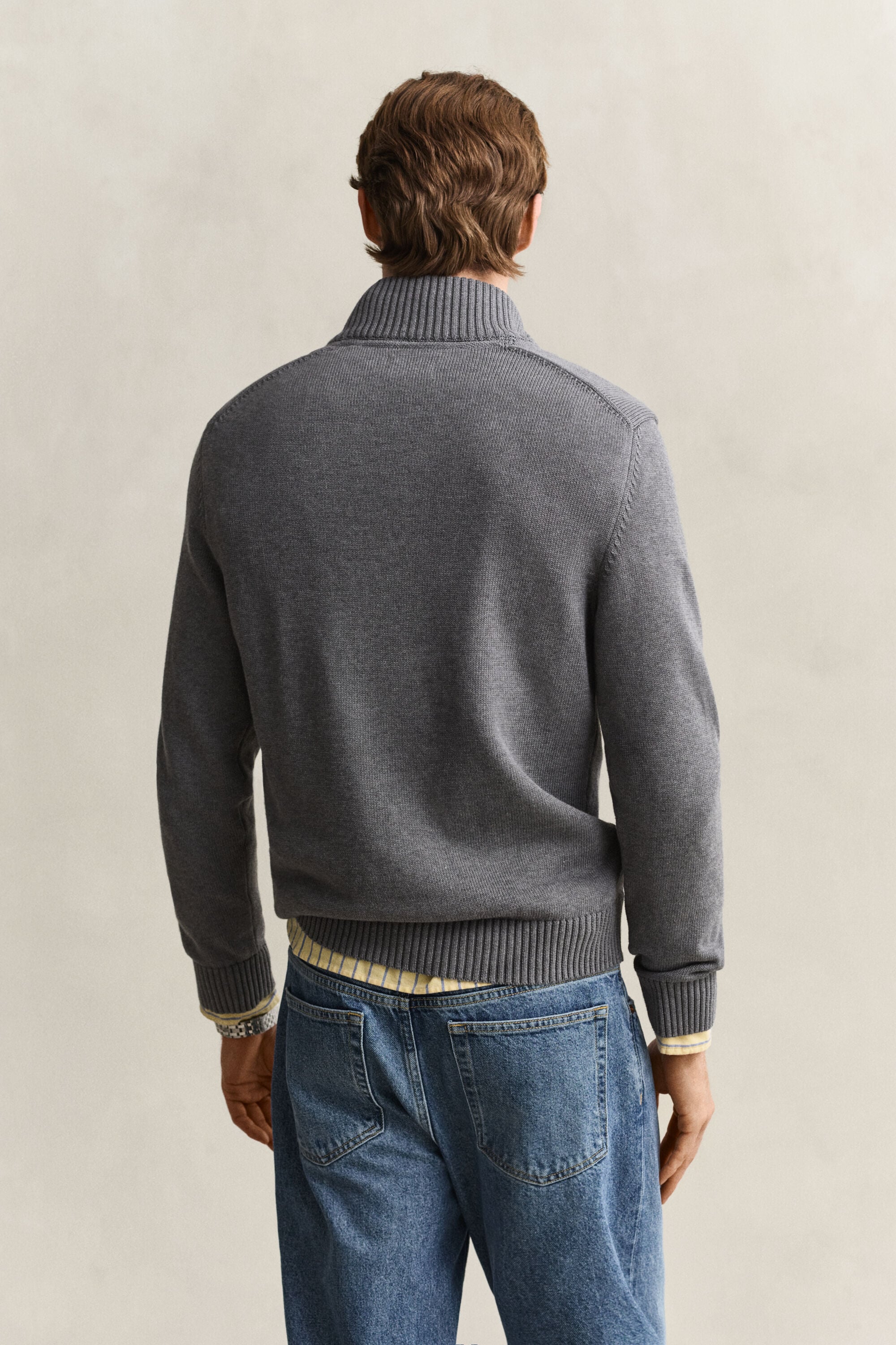 Maglia in cotone casual con zip corta