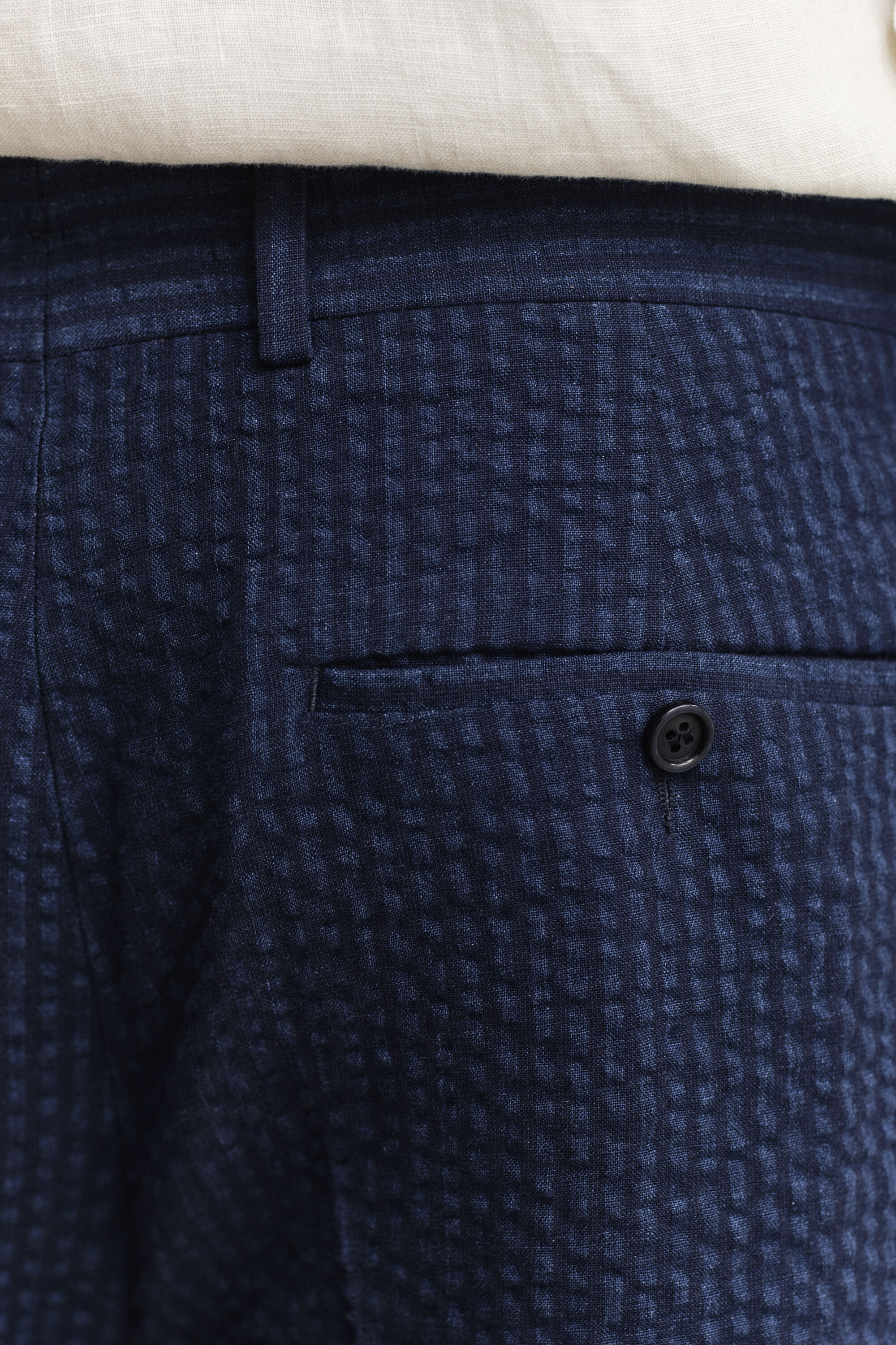 Pantaloni da abito in seersucker Indigo