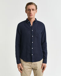 Camicia di lino tinto in capo regular fit