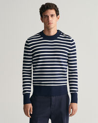Maglia girocollo a righe Breton in cotone Shiny