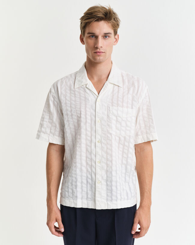 Camicia seersucker a maniche corte relaxed fit