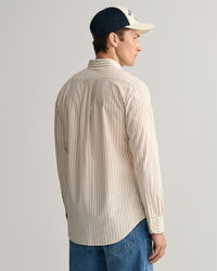 Camicia in misto cotone-lino a righe regular fit