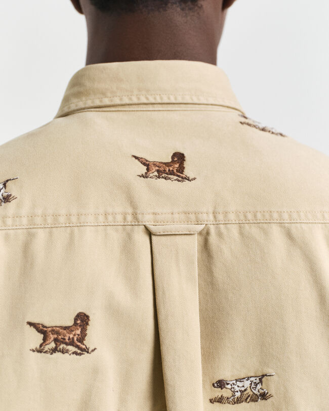 Camicia in twill con ricamo relaxed fit