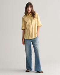 Camicia a maniche corte Luxury Oxford a righe relaxed fit