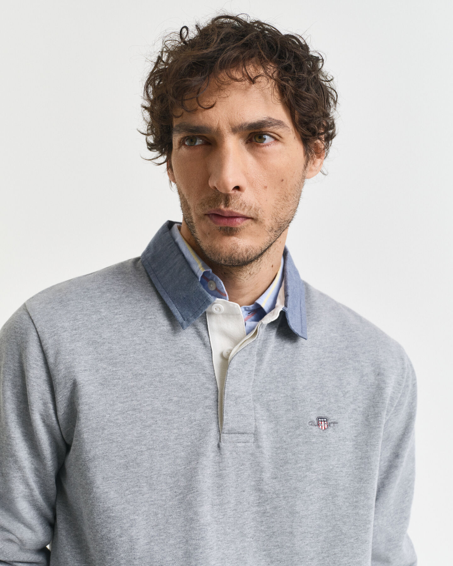 Heavy Rugger con colletto in chambray