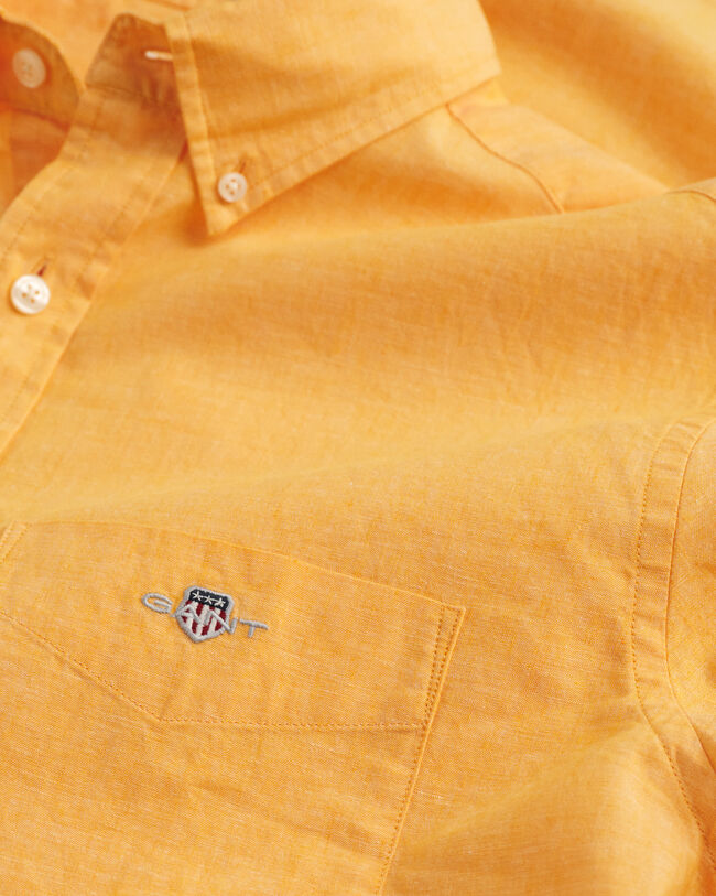 Camicia a maniche corte in misto cotone-lino regular fit