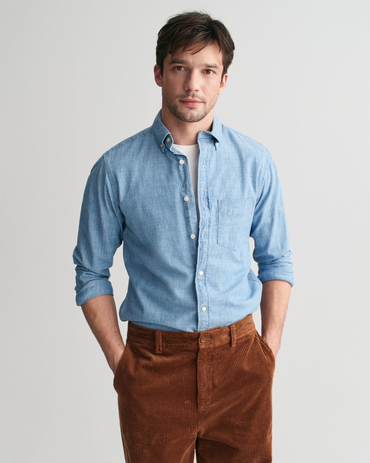 Camicia indaco in chambray regular fit