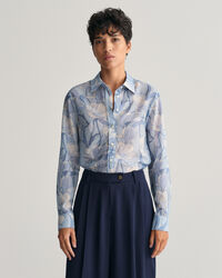Camicia in misto cotone-seta con stampa Magnolia regular fit
