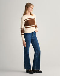 Maglia girocollo a righe larghe