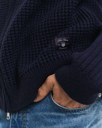 Cardigan con zip in misto lana testurizzata