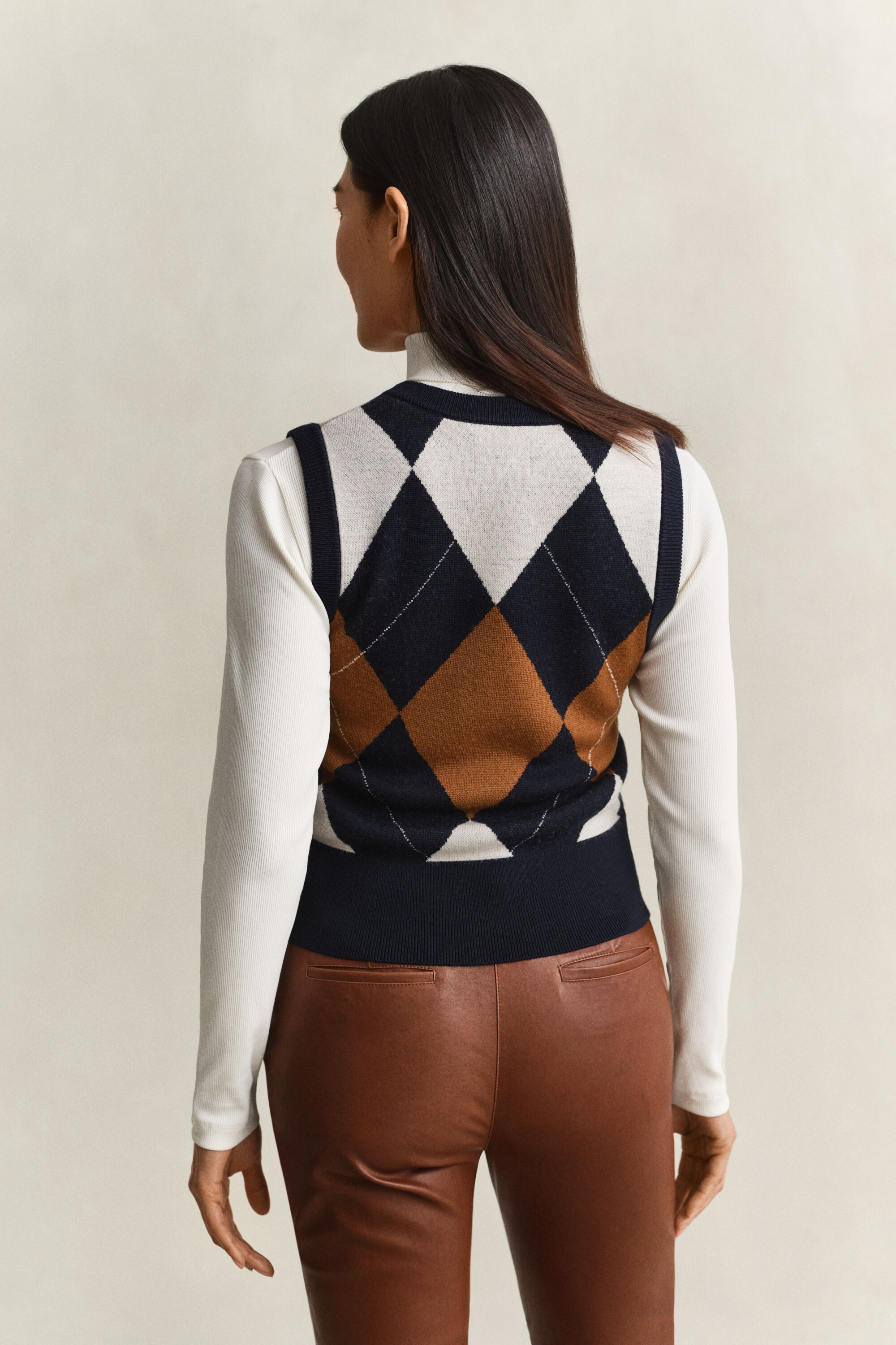 Smanicato in maglia a rombi in lana
