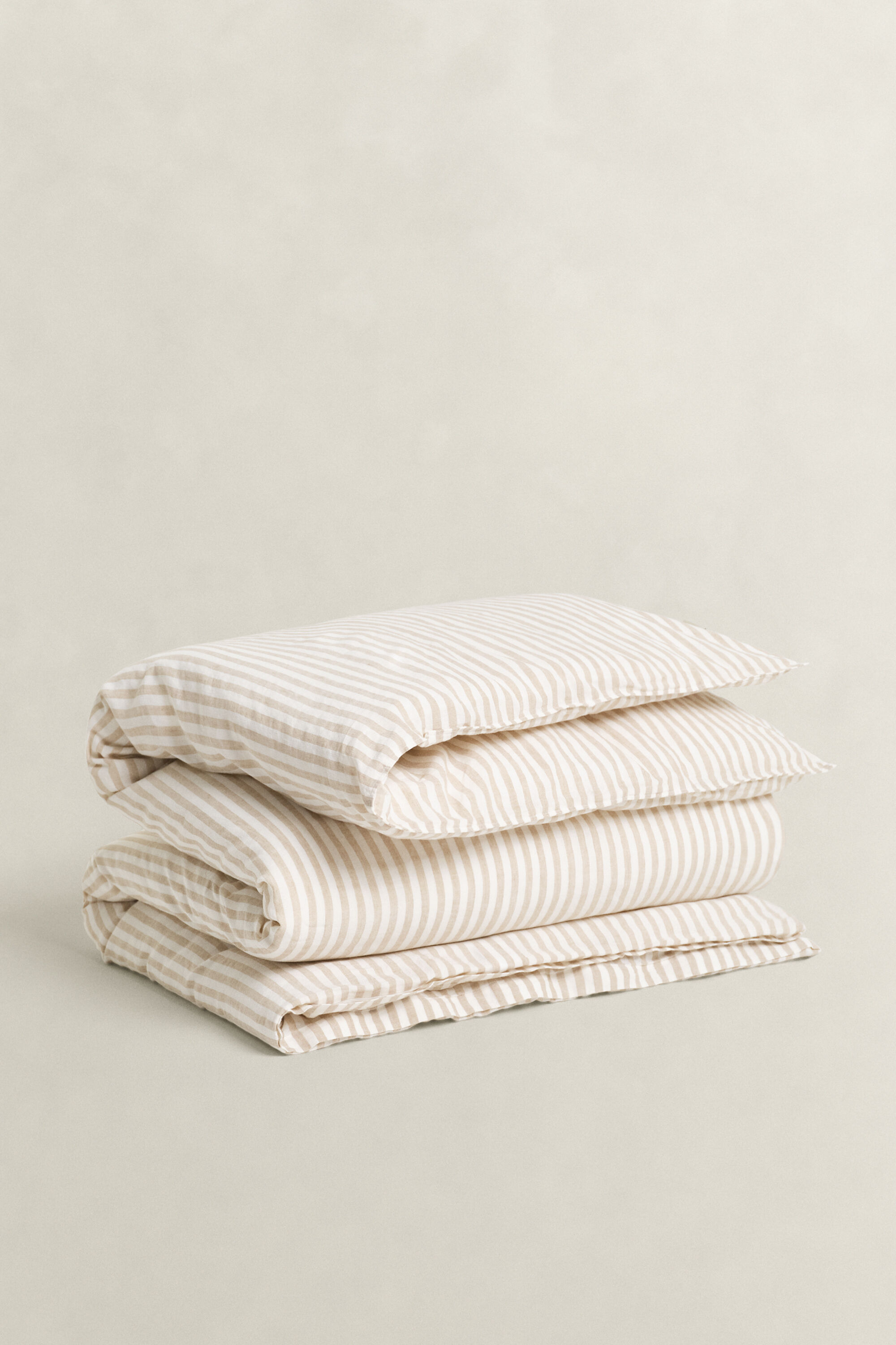 Copripiumino matrimoniale in cotone e lino a righe