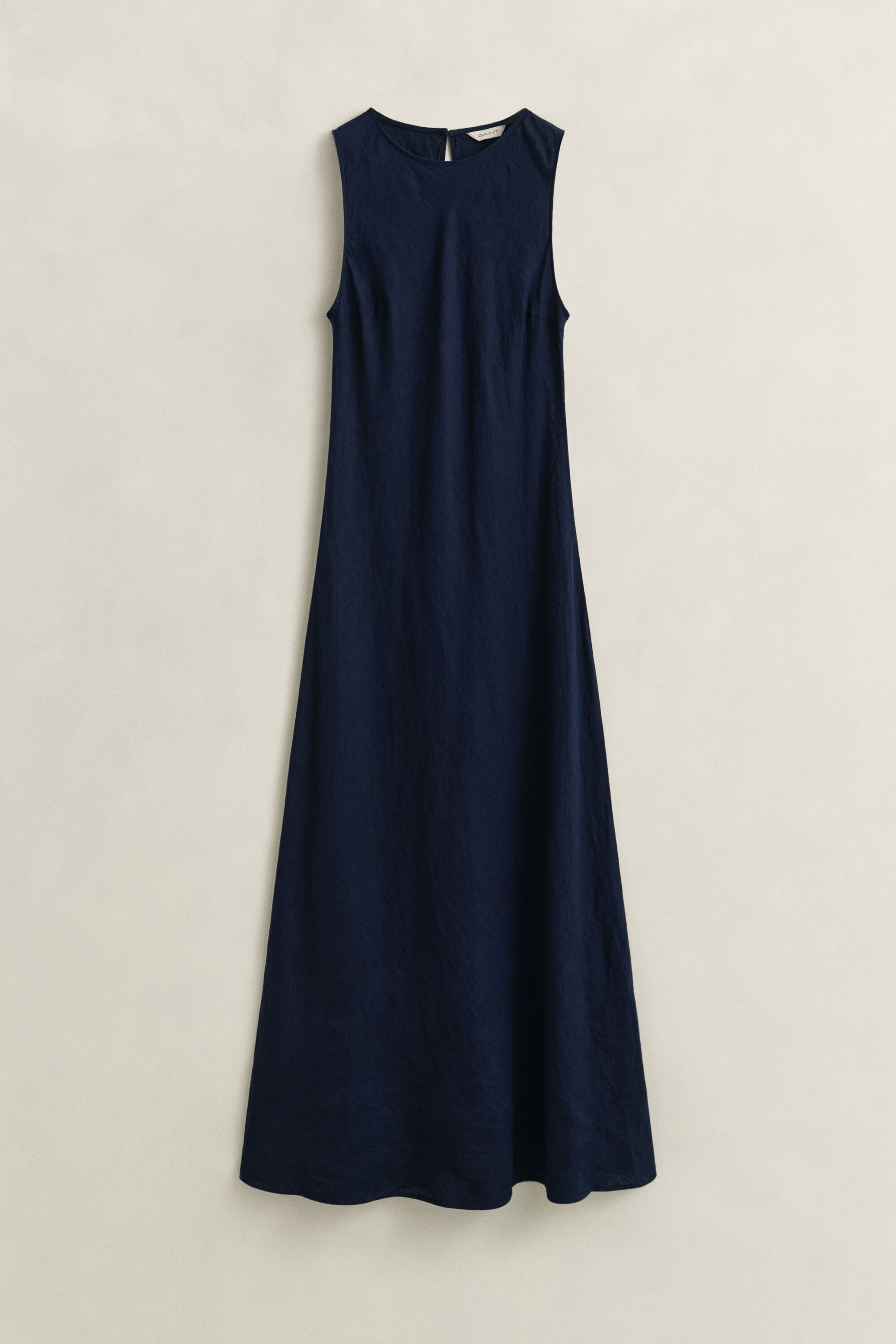 Abito midi in lino con taglio obliquo