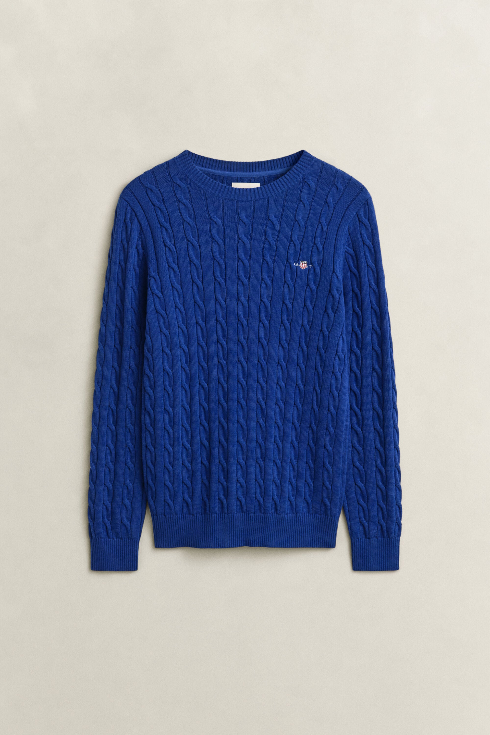 Maglia girocollo in cotone a trecce