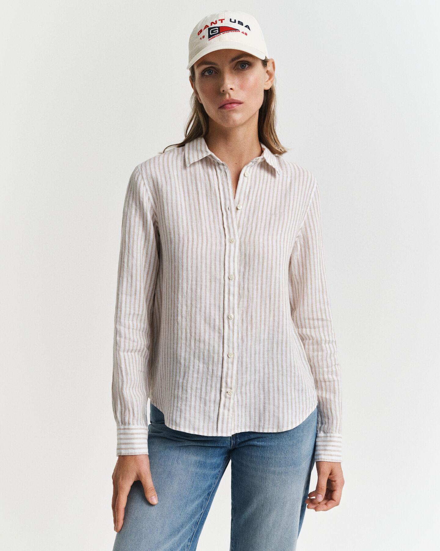 Camicia di lino a righe regular fit