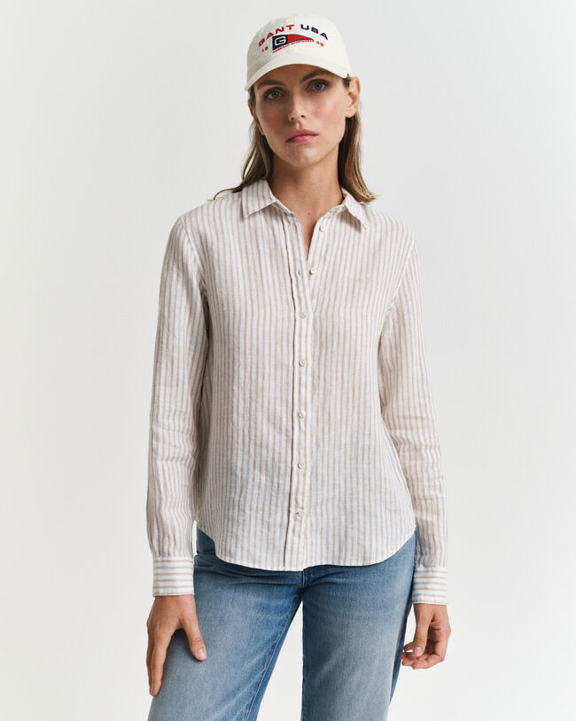 Camicia di lino a righe regular fit