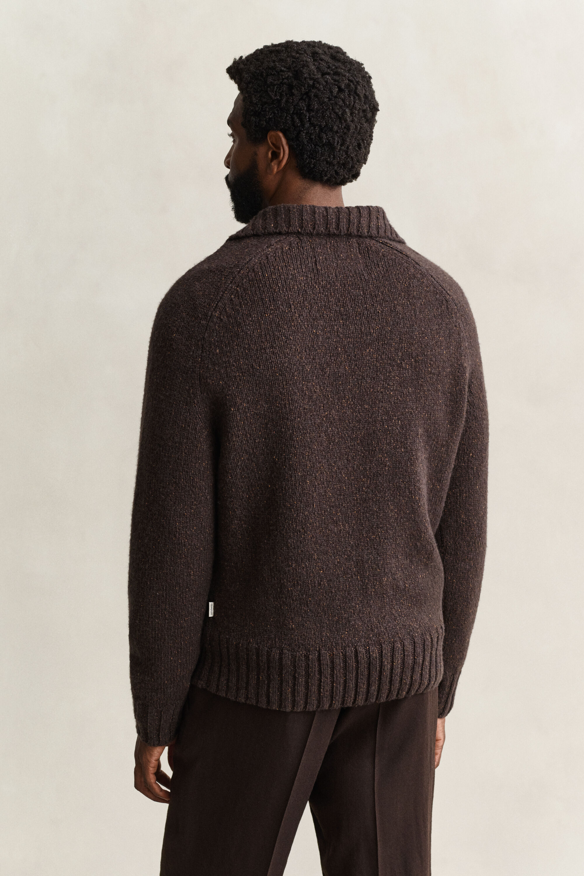 Maglia polo in misto lana e seta