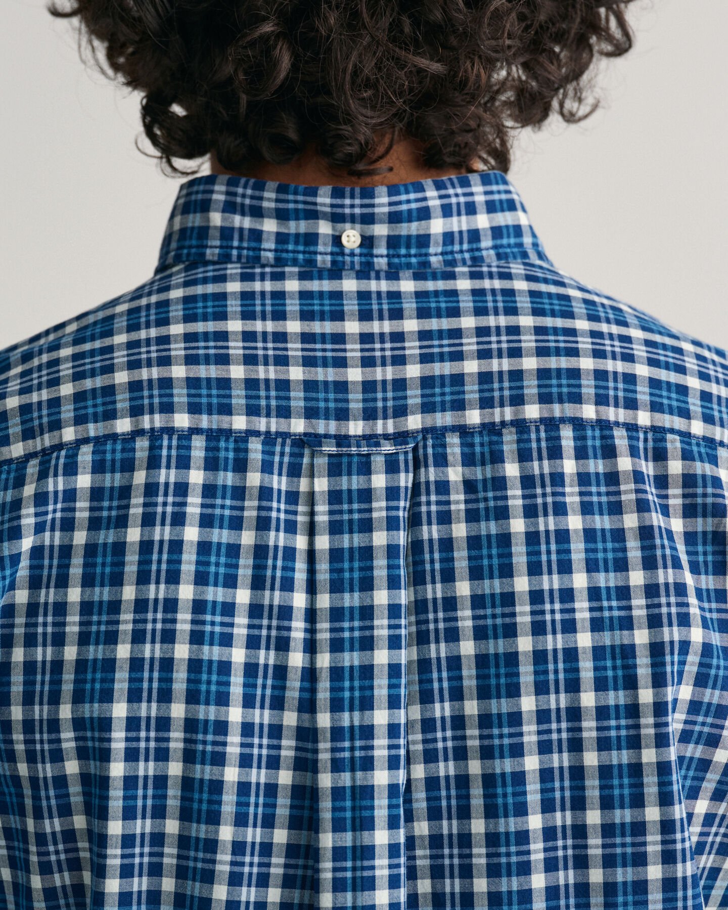Camicia di lino a quadri madras Indigo regular fit