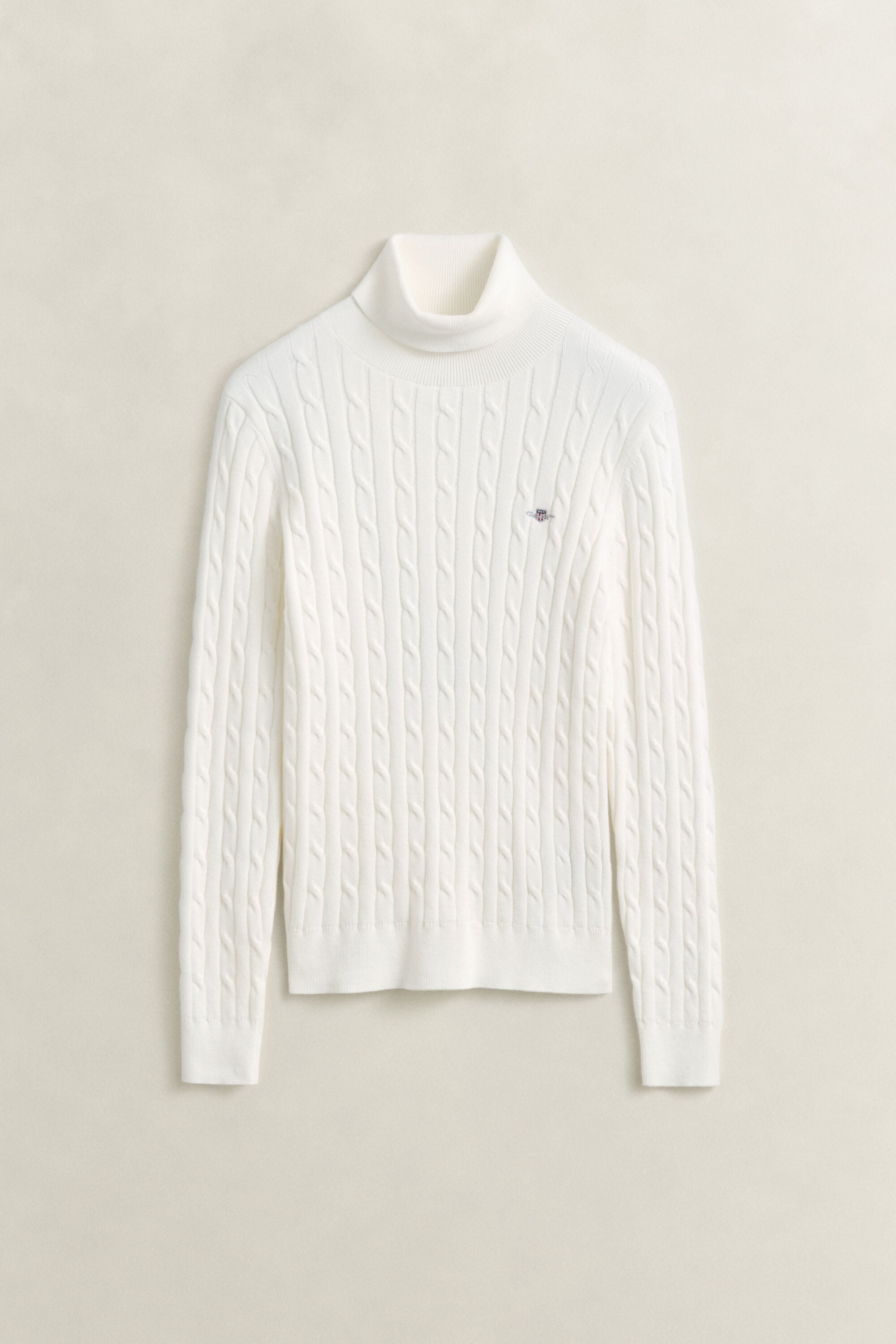Maglia a collo alto in cotone elasticizzato a trecce