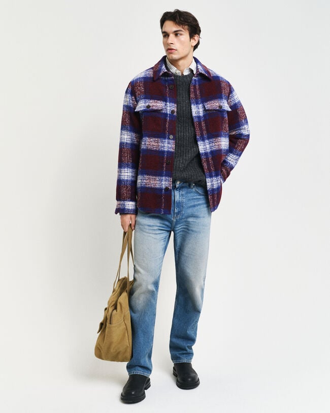 Camicia giacca a quadri in misto lana