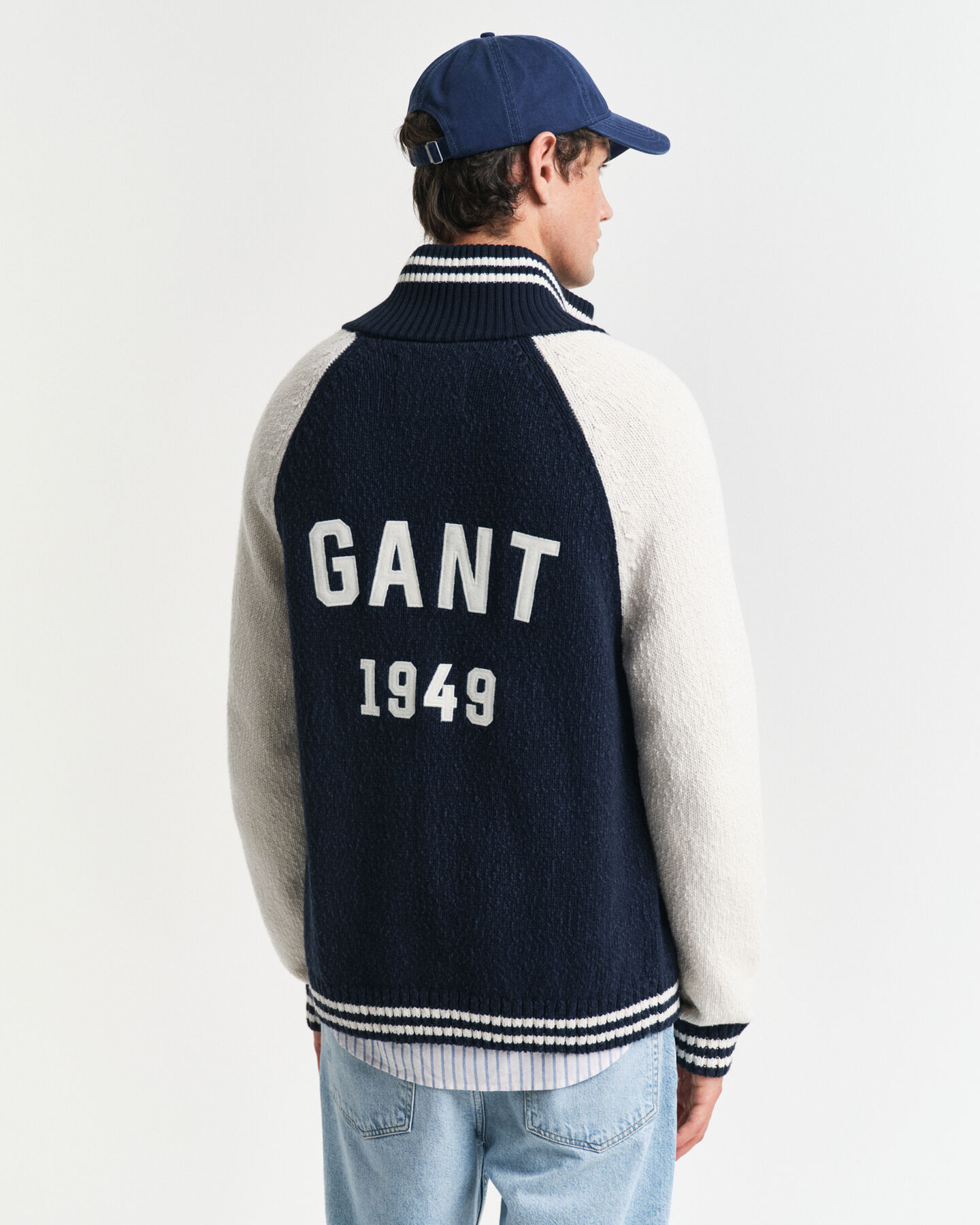 Cardigan con zip in cotone fiammato