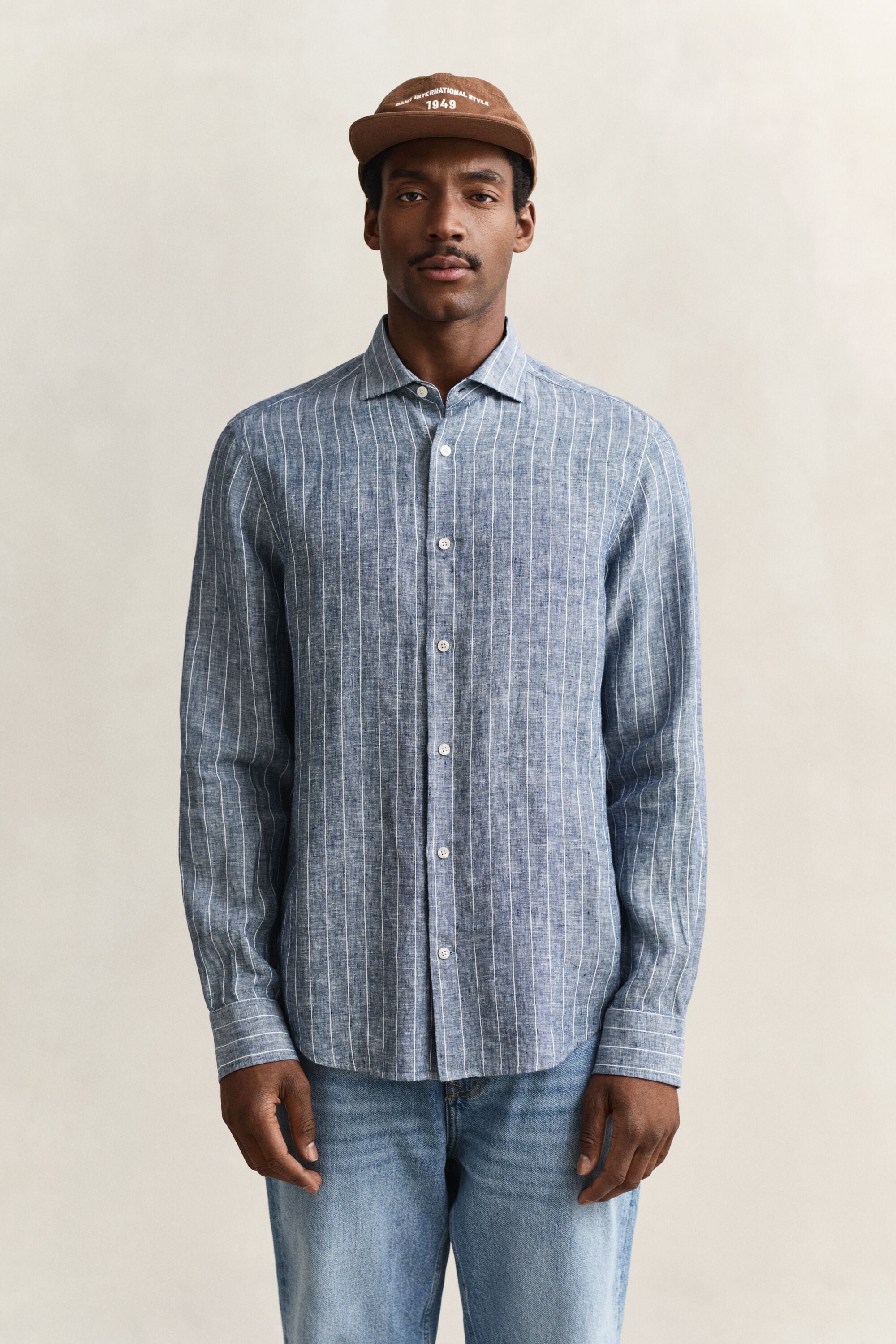 Camicia a righe in lino